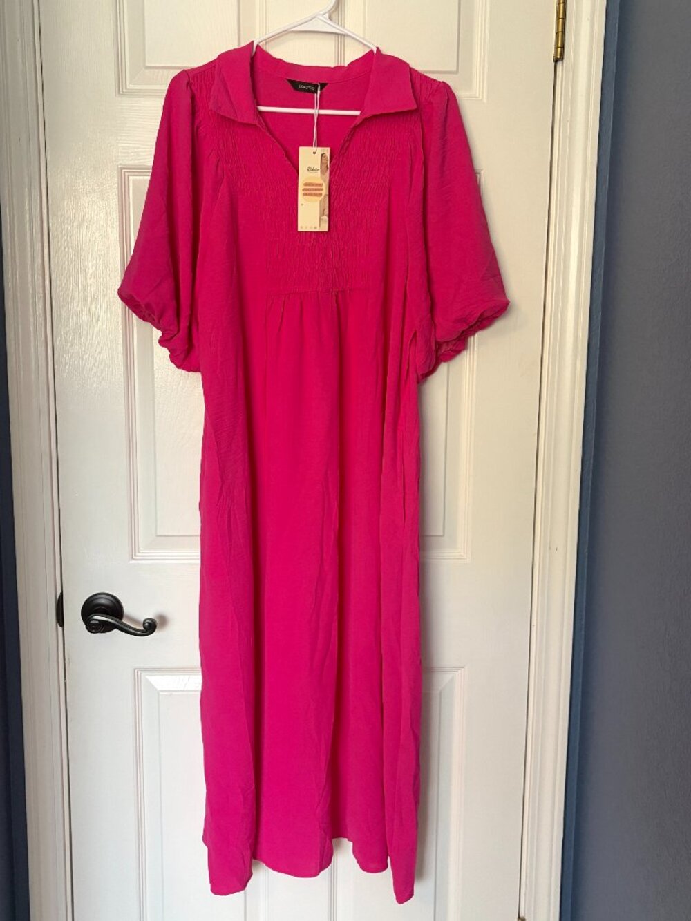 NWTS Women’s Dokotoo XL Pink Short Sleeve Maxi Dress Collared